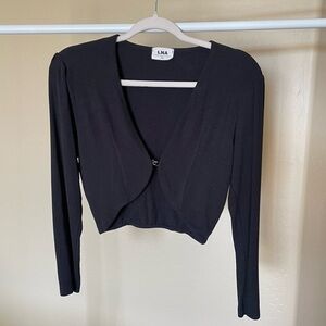 LNA Black Mini Bolero Ribbed cardigan
